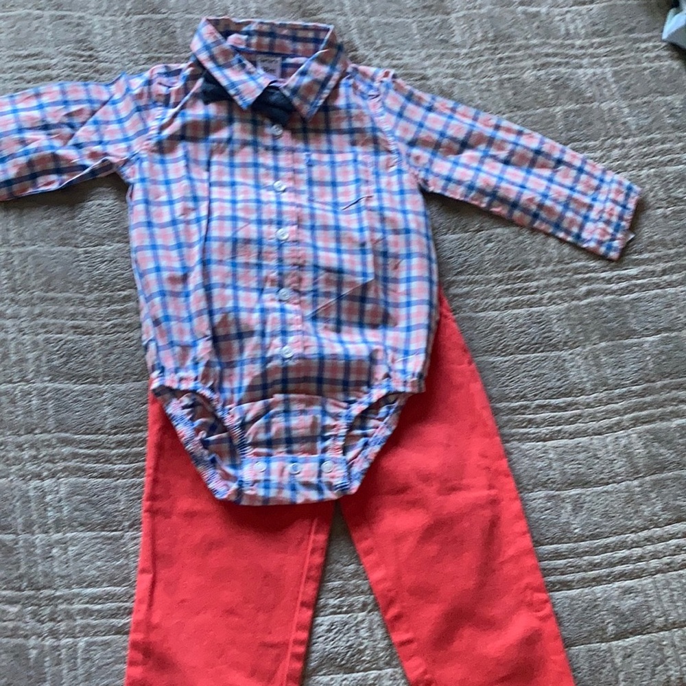 Two piece baby boy dress shirt and pants